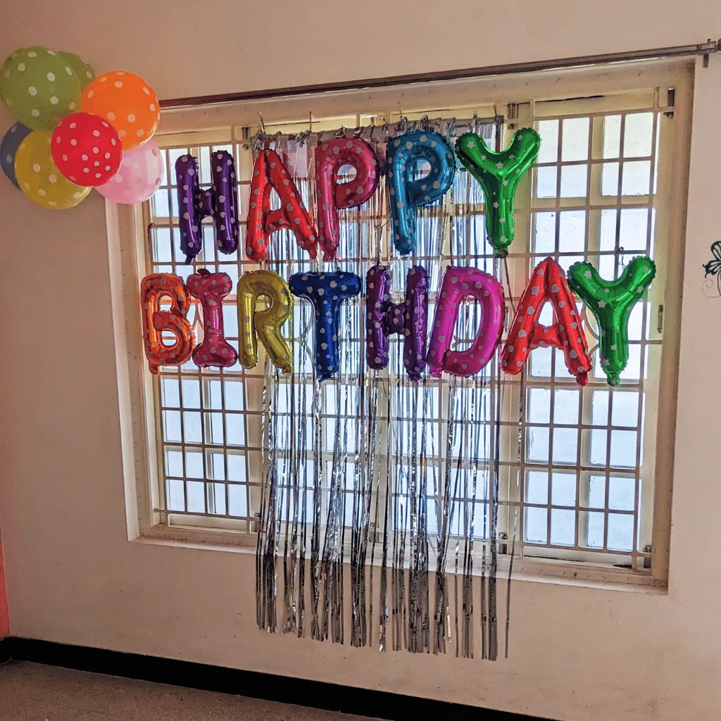 Our son's birthday celebration with house decorations