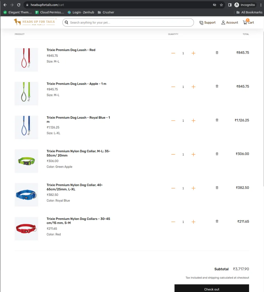 Trixie dog collar and leash product